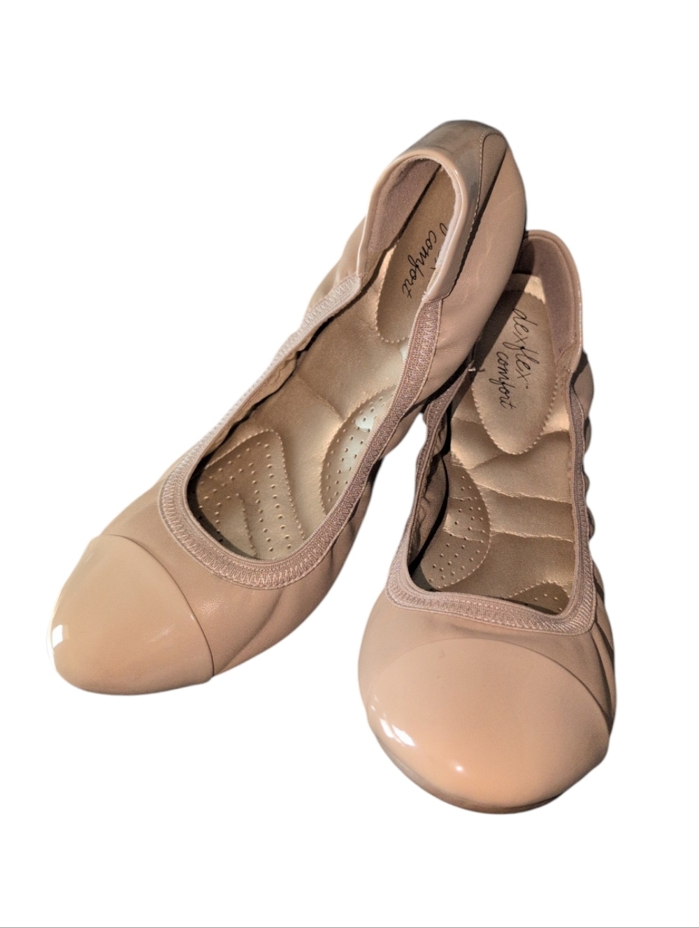 Dexflex Comfort Women's Claire Tan Scrunch Ballet Flat Shoes 11 Wide
